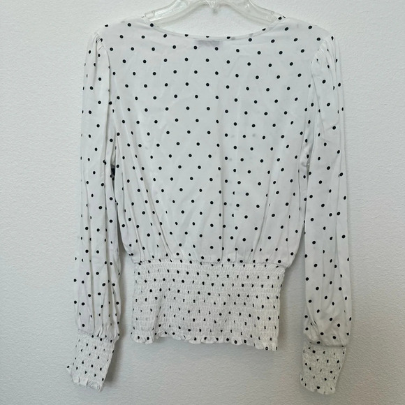 NWT Dex Polka Dot Smocked Blouse‎ Black and White Small - Picture 8 of 10